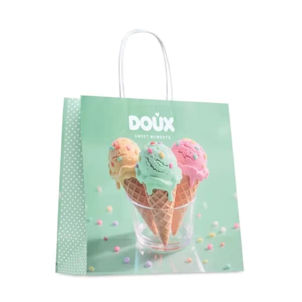 Bolsa de papel kraft blanco, 31 × 31 cm