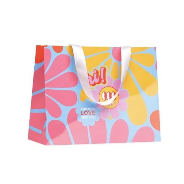 Bolsa de papel de alta gama plegable en plano, 31 × 24 cm
