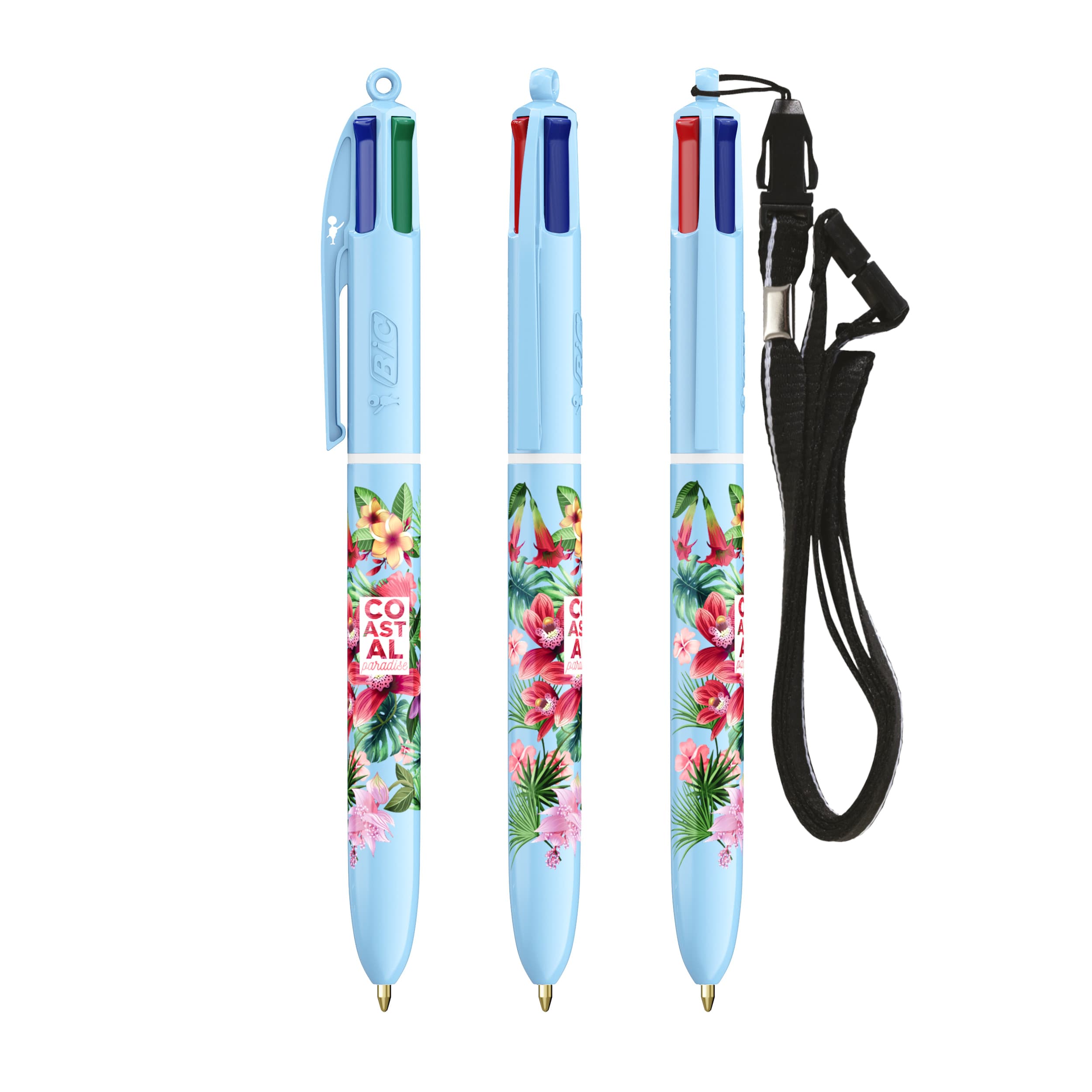 Bolígrafo BIC® 4 COLOURS® PASTEL + LANYARD